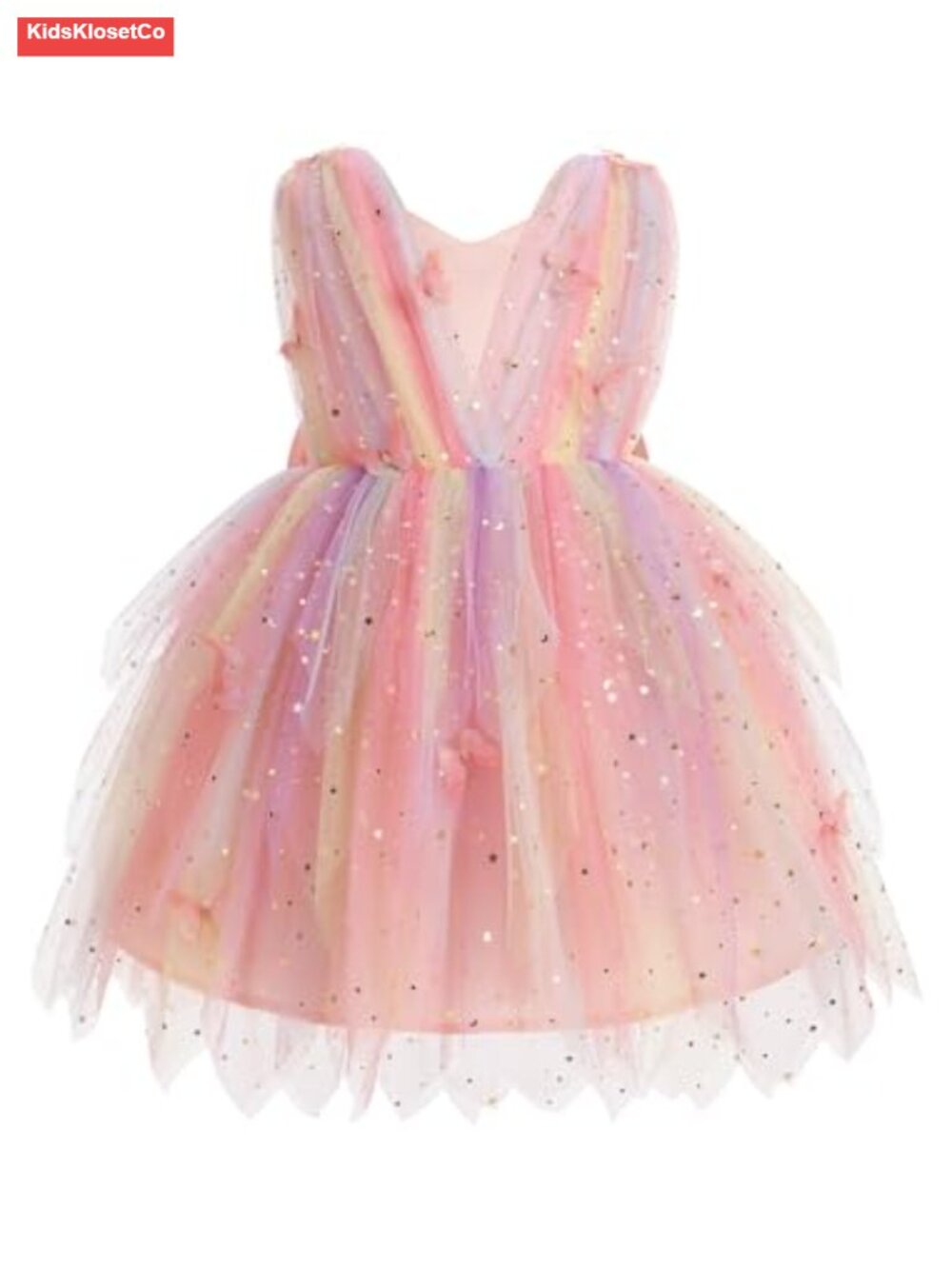 Toddler Girls Butterfly Tulle Tutu Party Dress with Bowknot Back